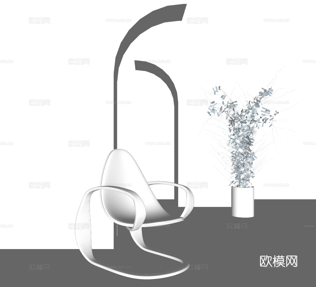 现代金属休闲椅su模型下载