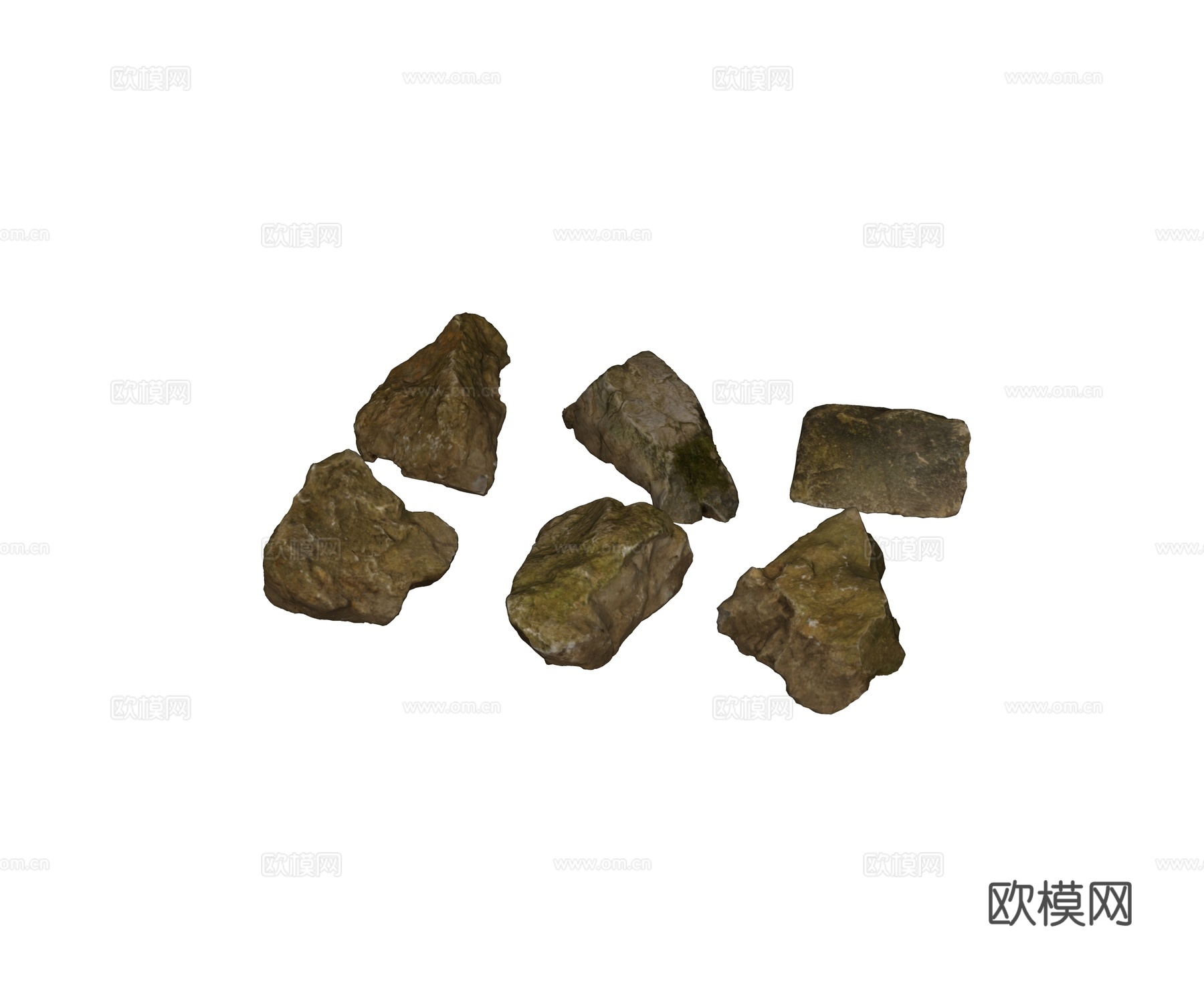 现代石块 山石 造型石 景观石 庭院石 群石 自然风化石头su模型