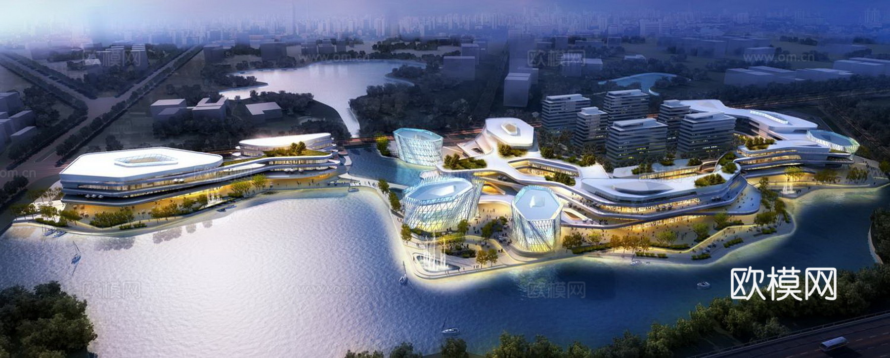 现代产业园 商业街 社区商业 社区中心 活动中心su模型