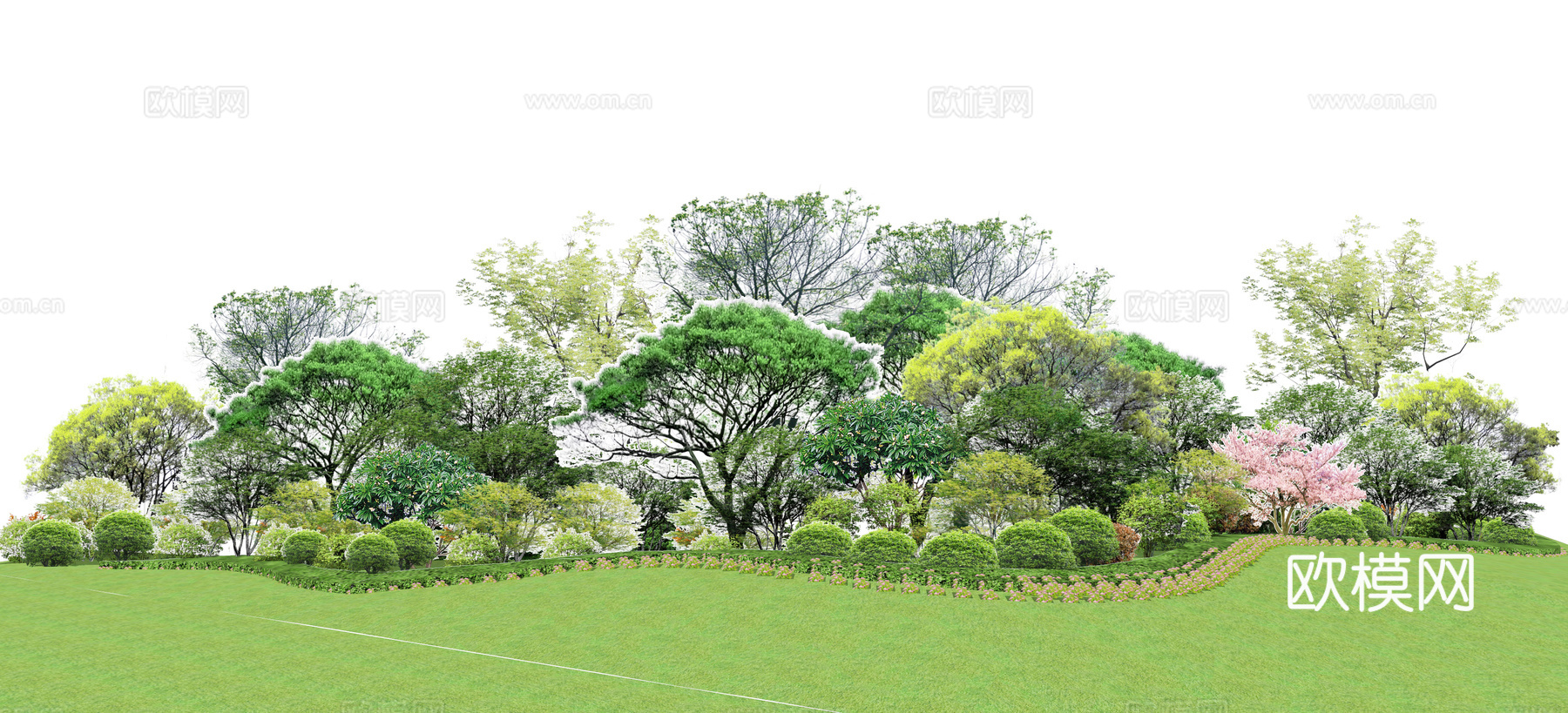 现代景观树su模型下载