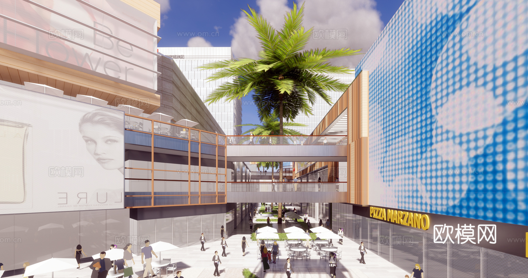 现代商业街su模型下载下载（渲染图4）