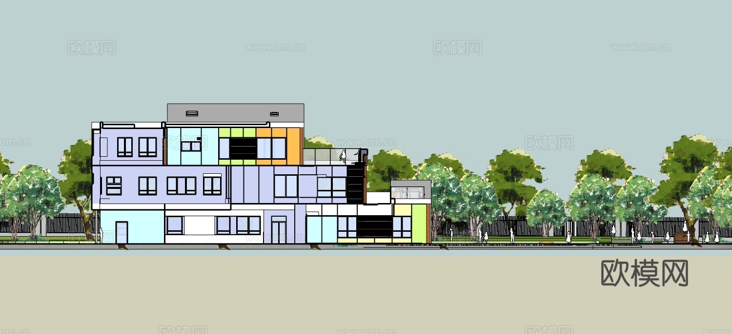 现代幼儿园su模型下载下载（渲染图2）