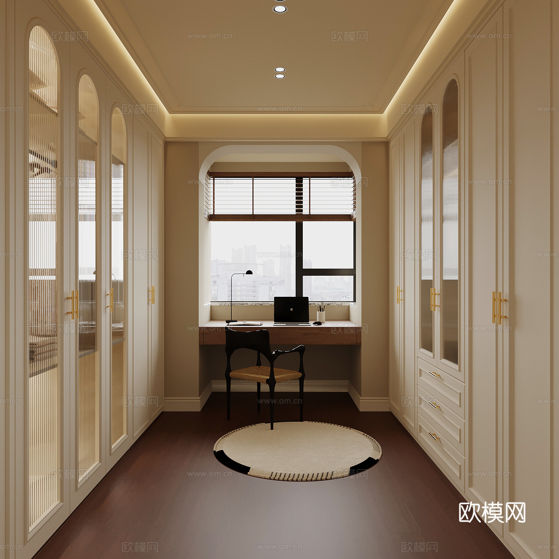 法式衣帽间 衣柜 梳妆台3d模型