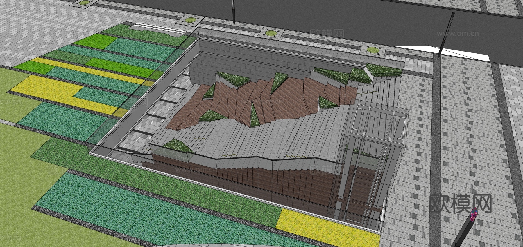 现代沿街商业建筑su模型下载