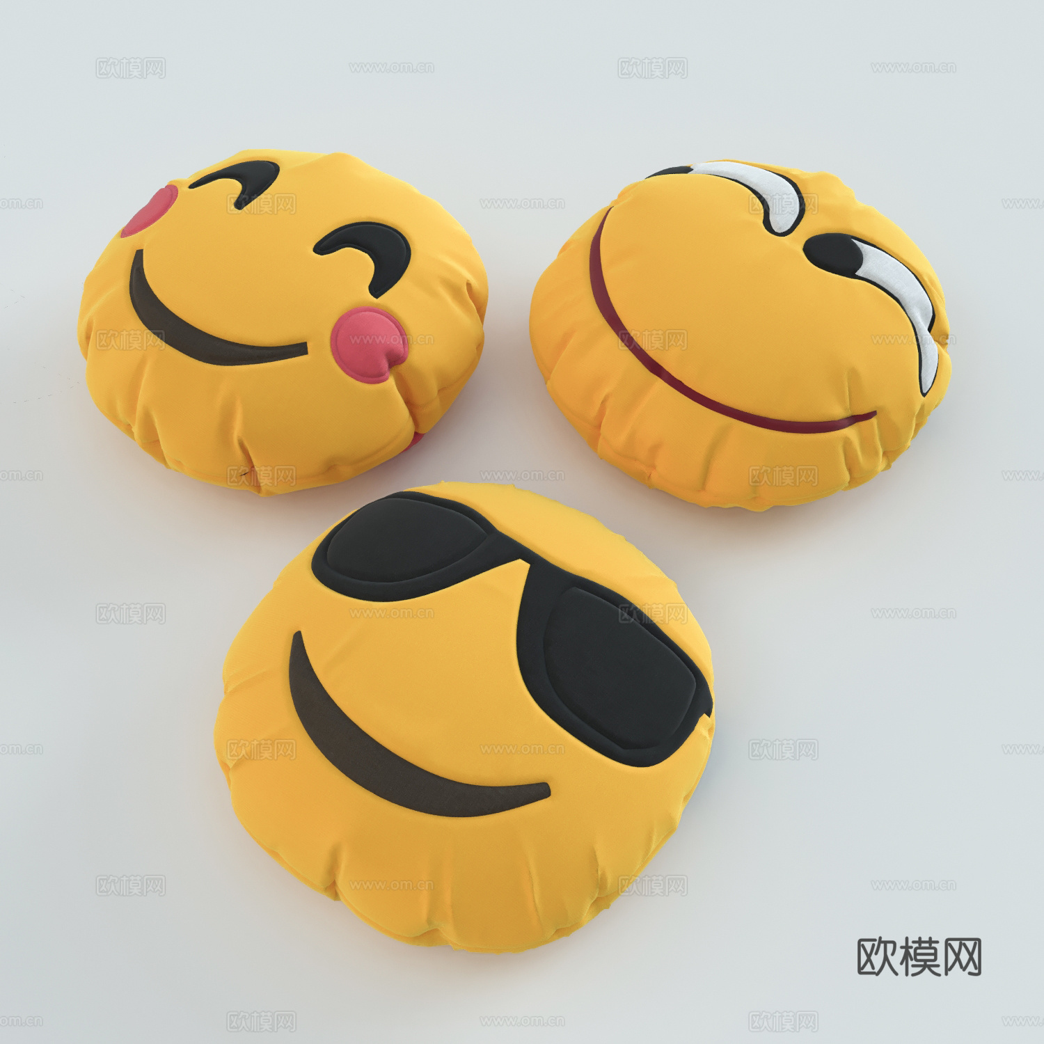现代笑脸布艺抱枕3d模型