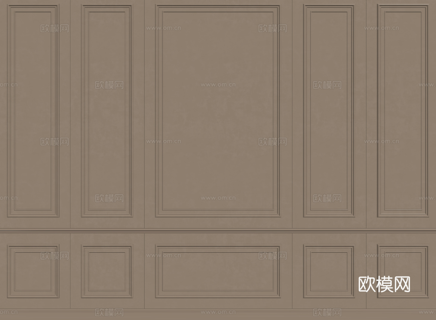 法式护墙板 PU线条 雕花线条 石膏线背景墙su模型下载（渲染图2）