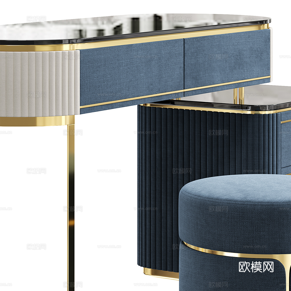 现代意式轻奢梳妆台3d模型