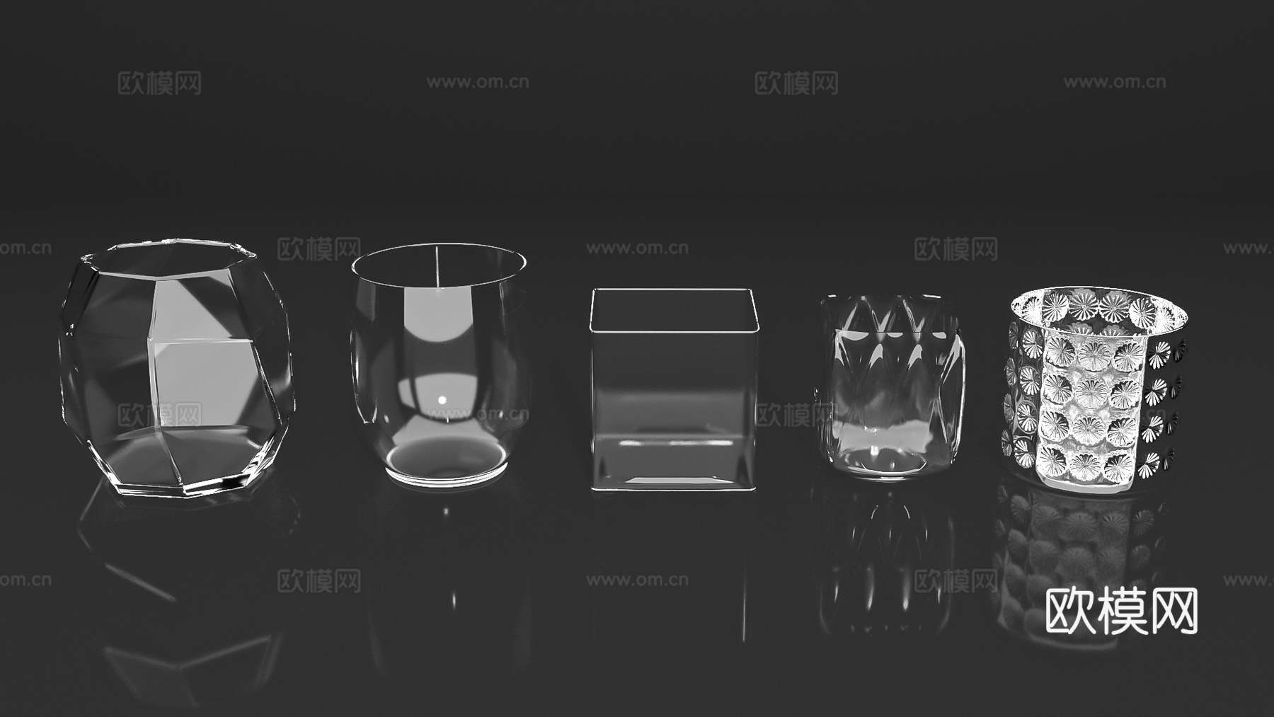 酒杯酒瓶玻璃杯玻璃瓶水晶杯3d模型