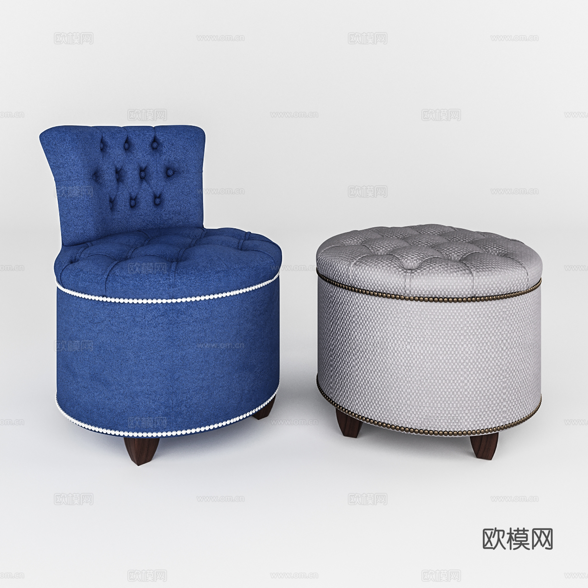 现代化妆凳 沙发凳 圆凳3d模型