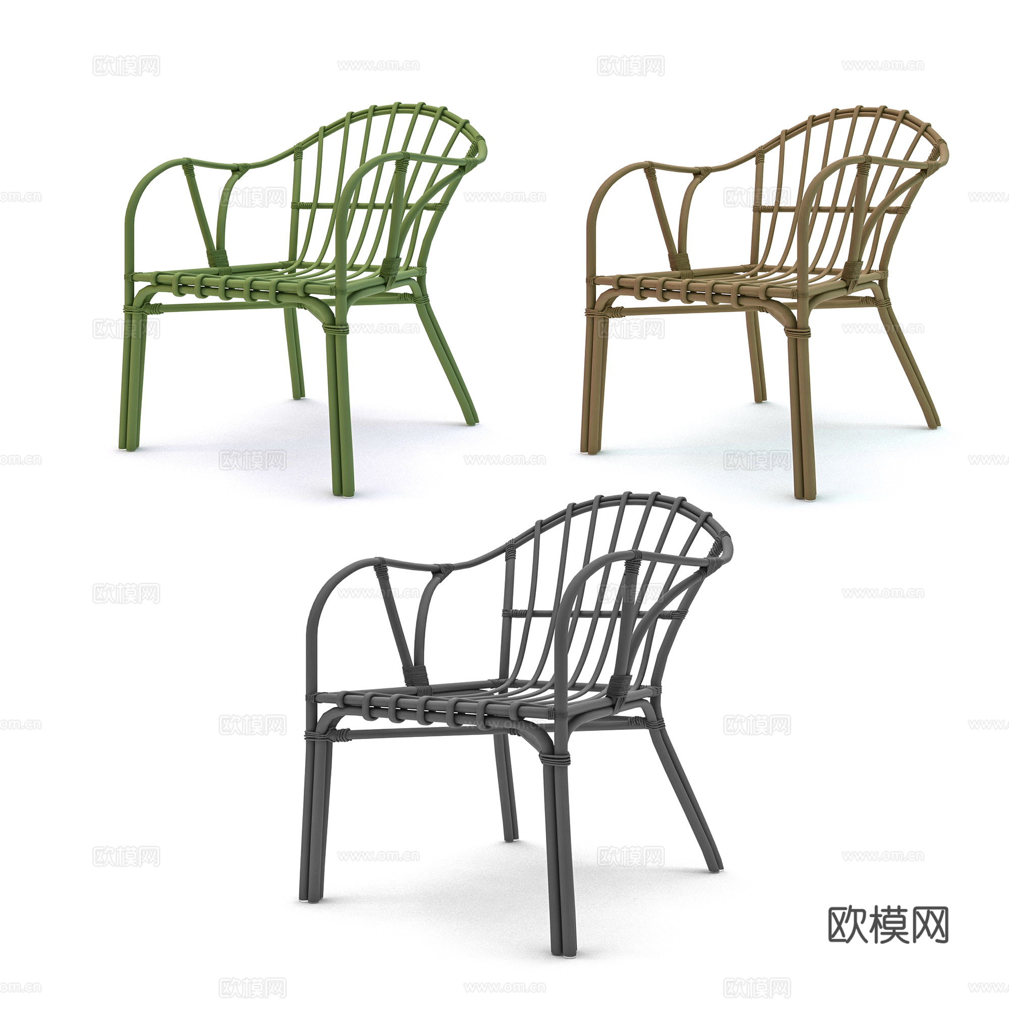 现代户外椅  藤编户外椅  简约单椅3d模型