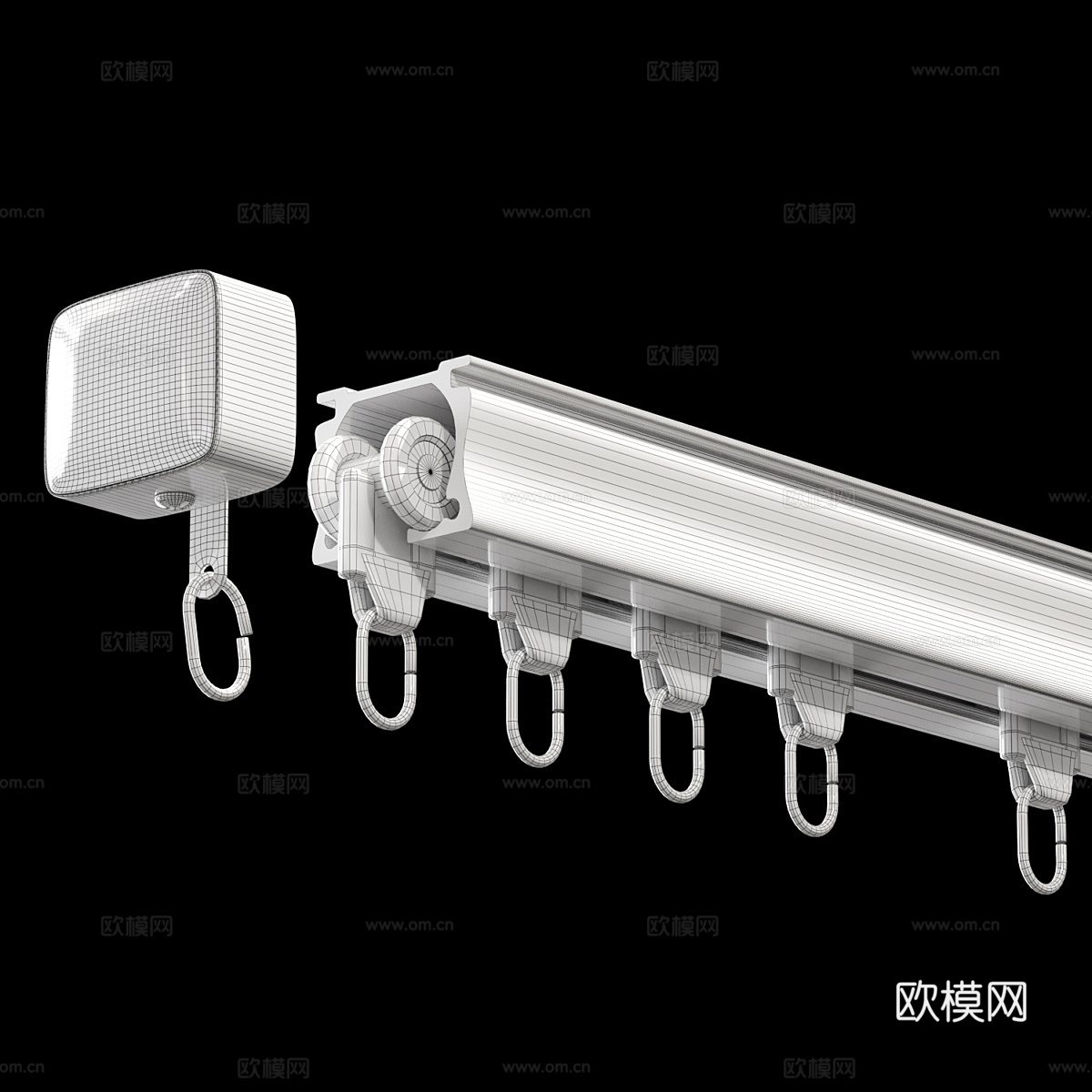 现代轻奢窗帘滑轨轨道3d模型