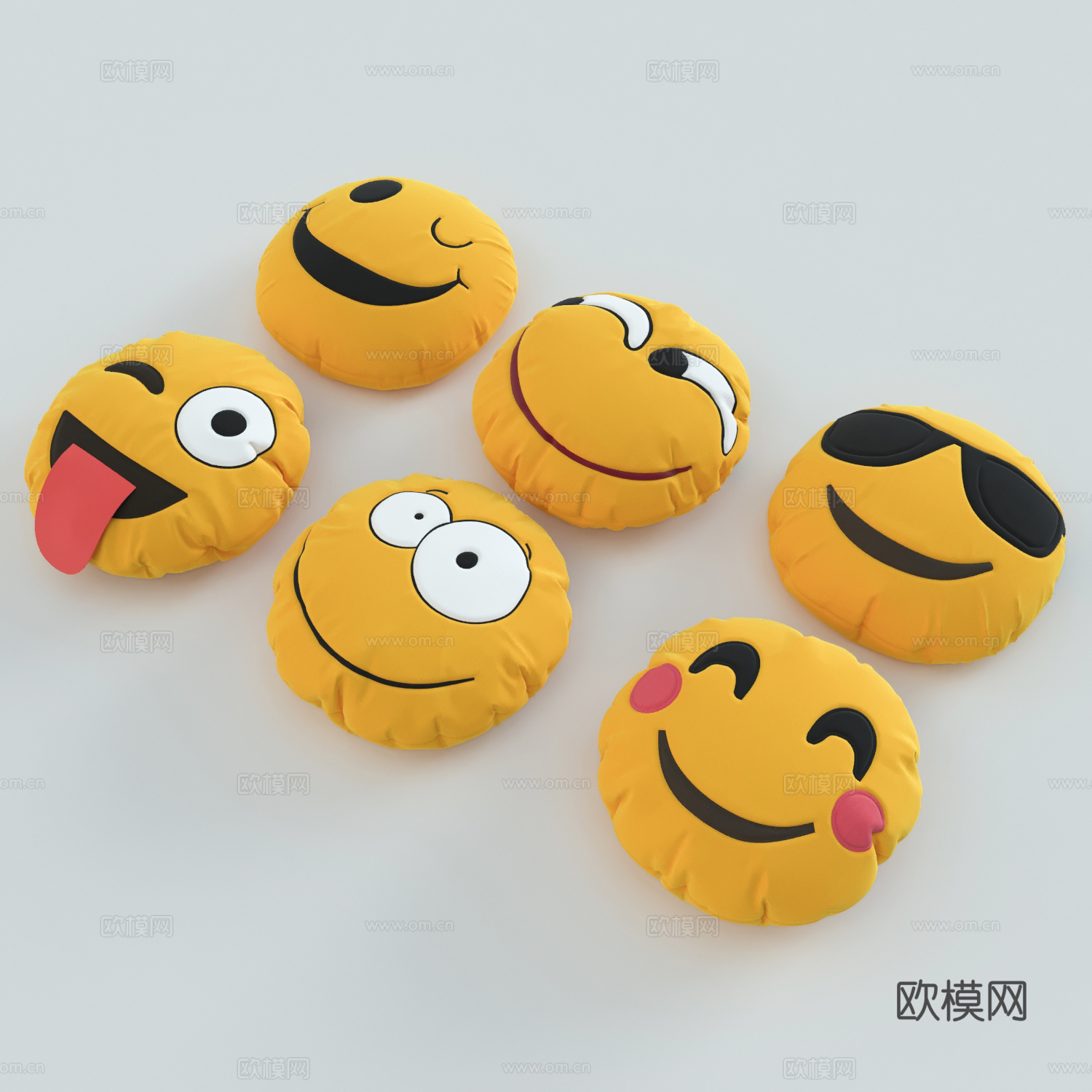 现代笑脸布艺抱枕3d模型