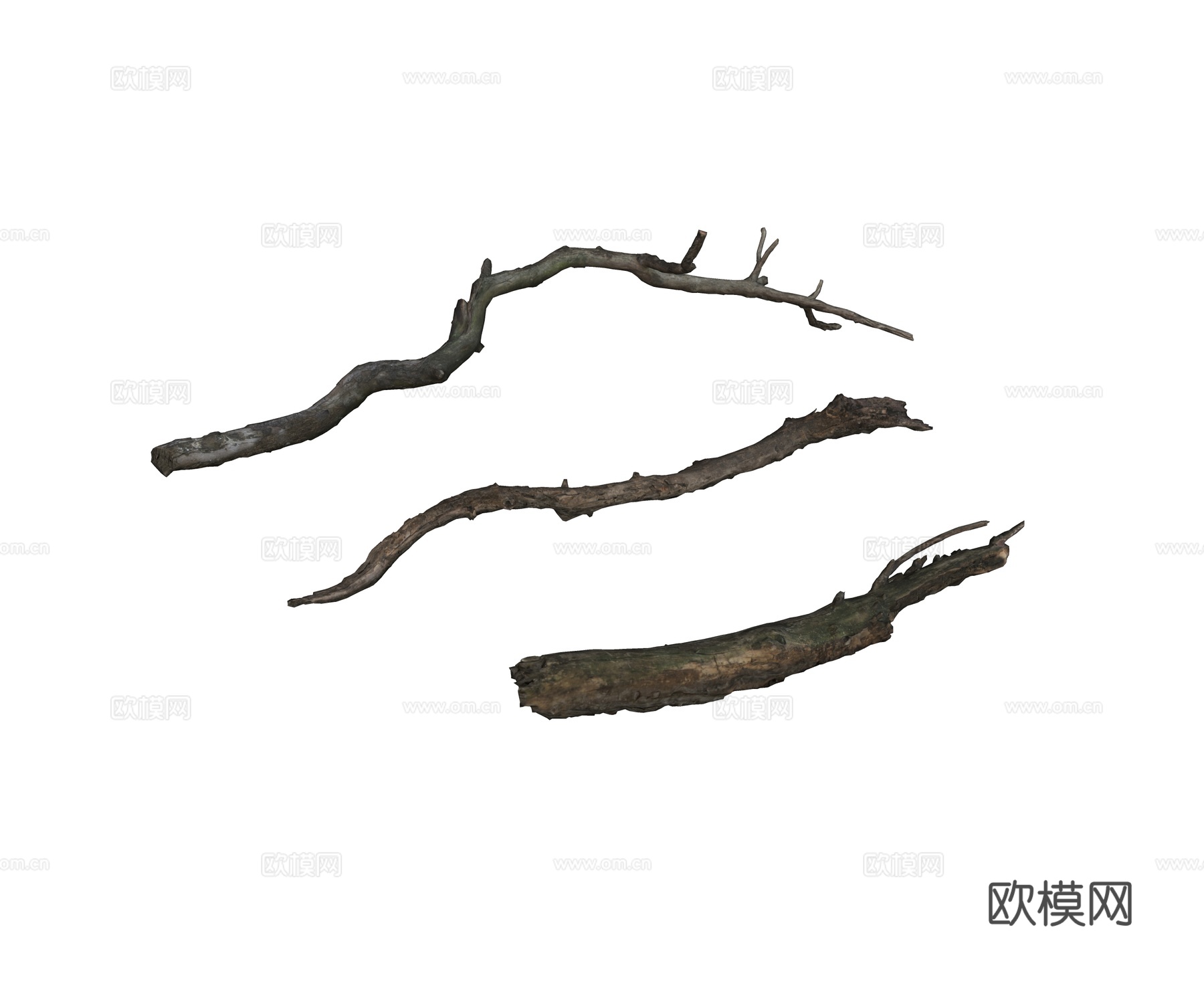 现代枯木枝 枯树干 木头柴火su模型