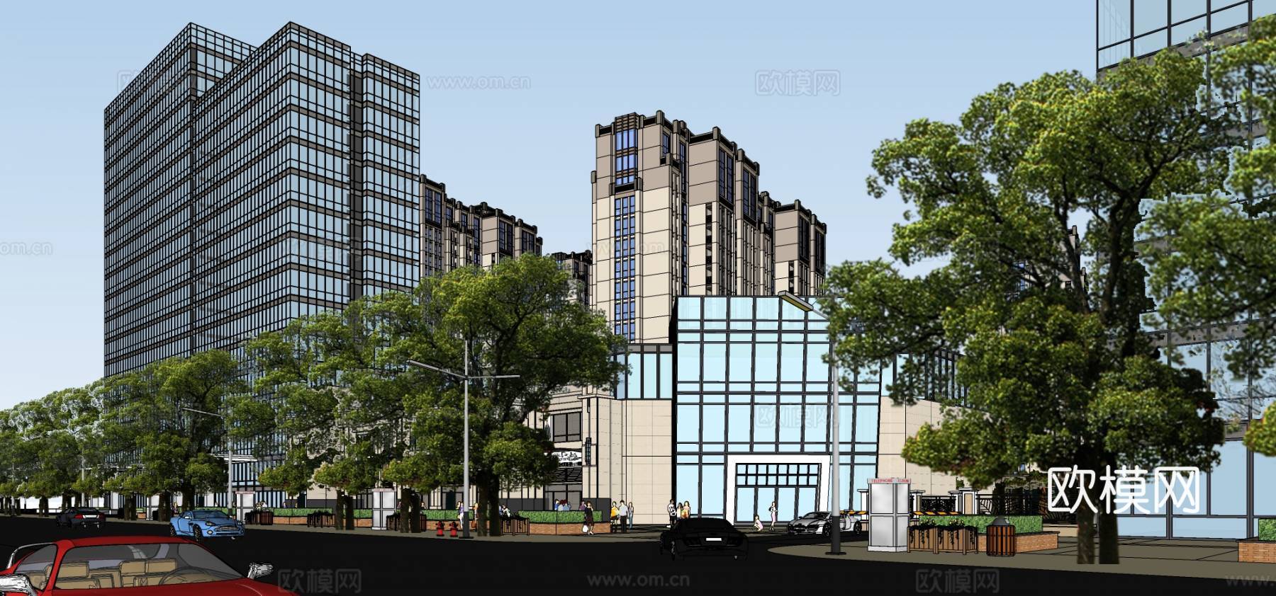 新古典商业综合体su模型下载