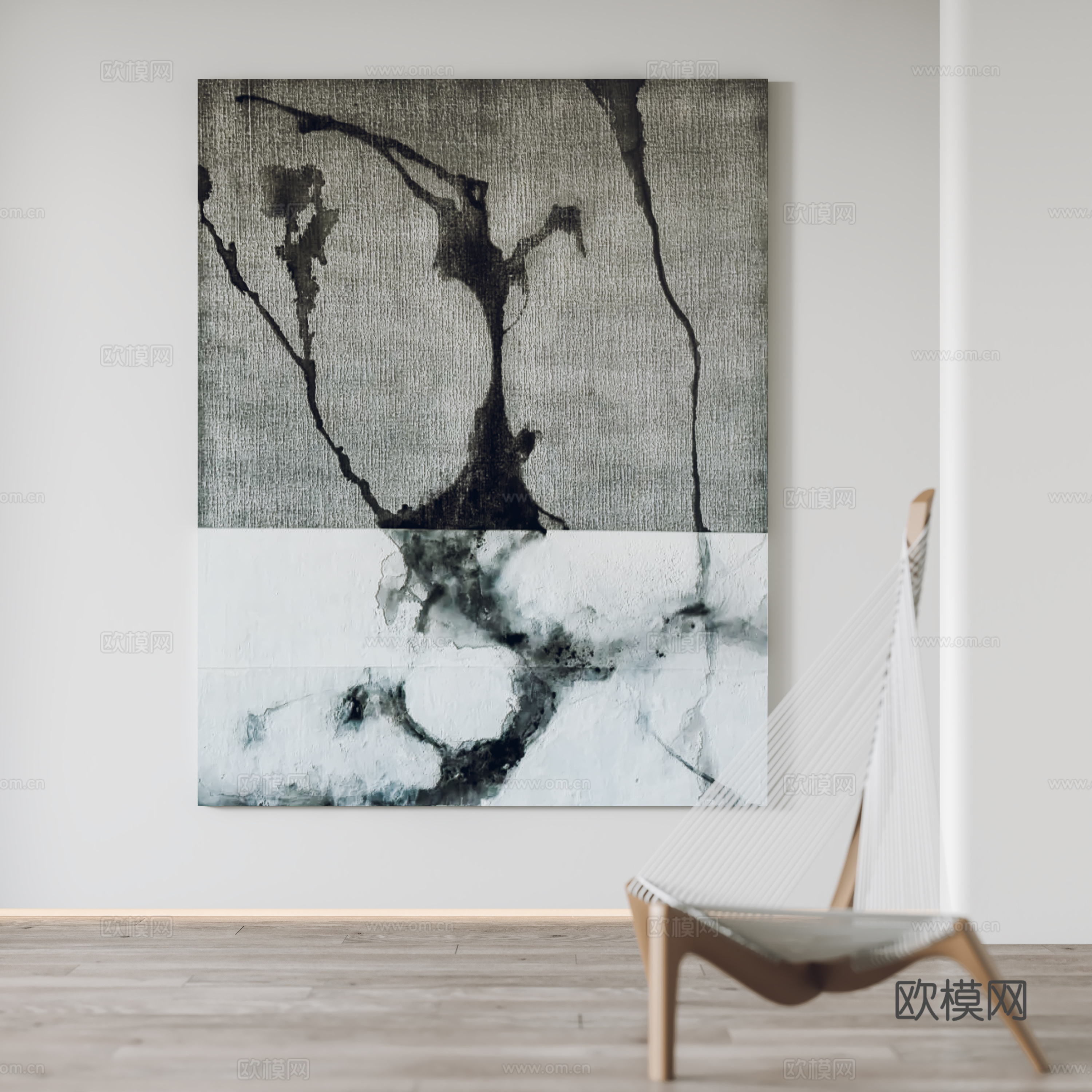 现代挂画 装饰画 休闲椅3d模型