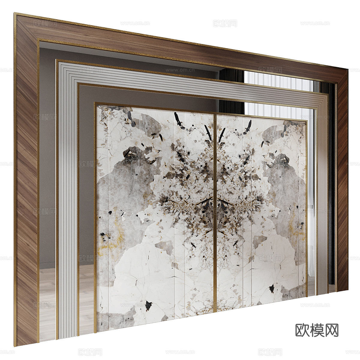 现代轻奢电视背景墙3d模型