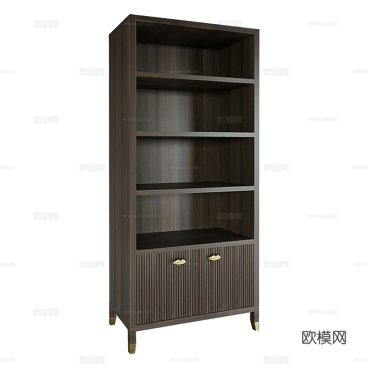 现代意式实木成品书柜3d模型