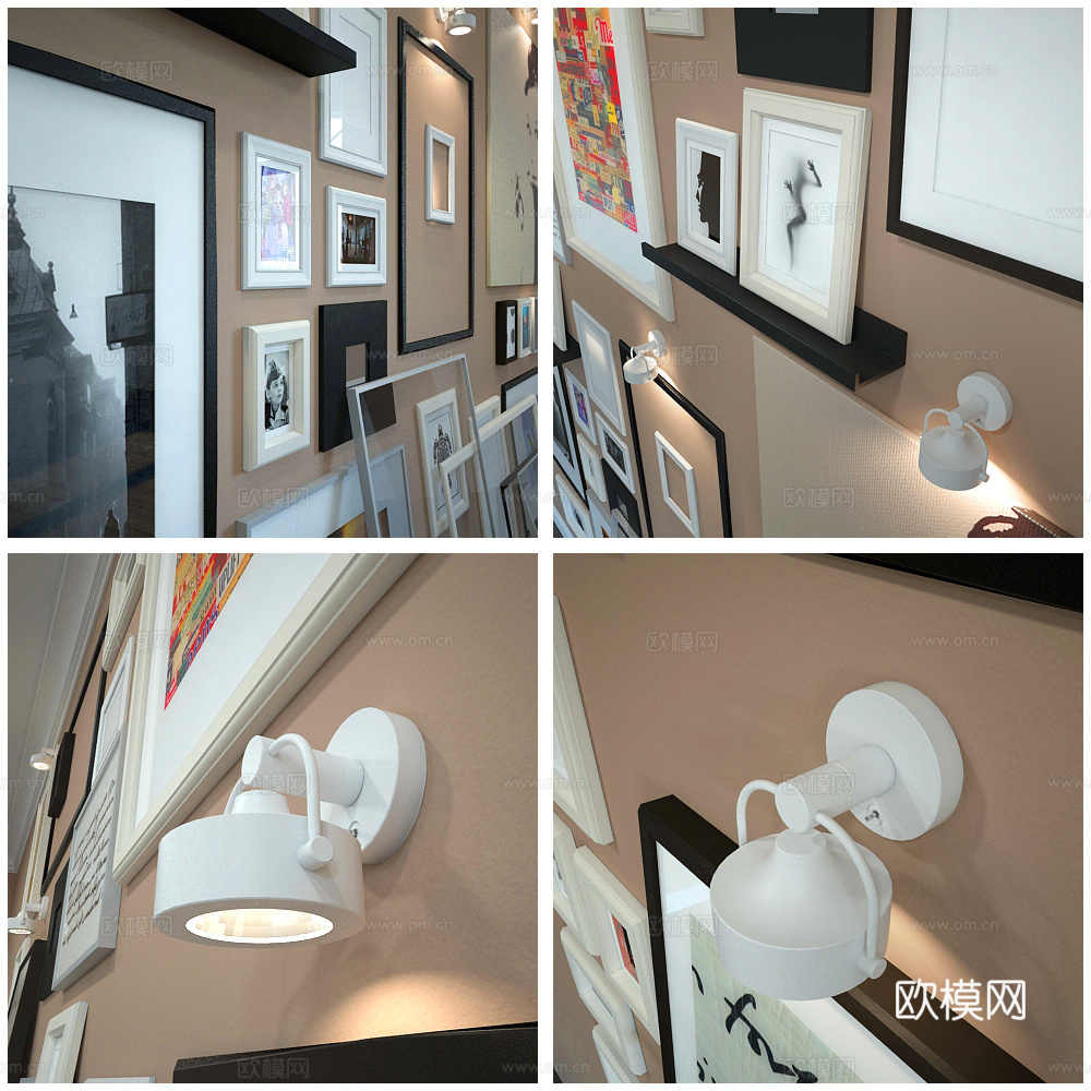 现代挂画 组合画 装饰画 照片墙3d模型