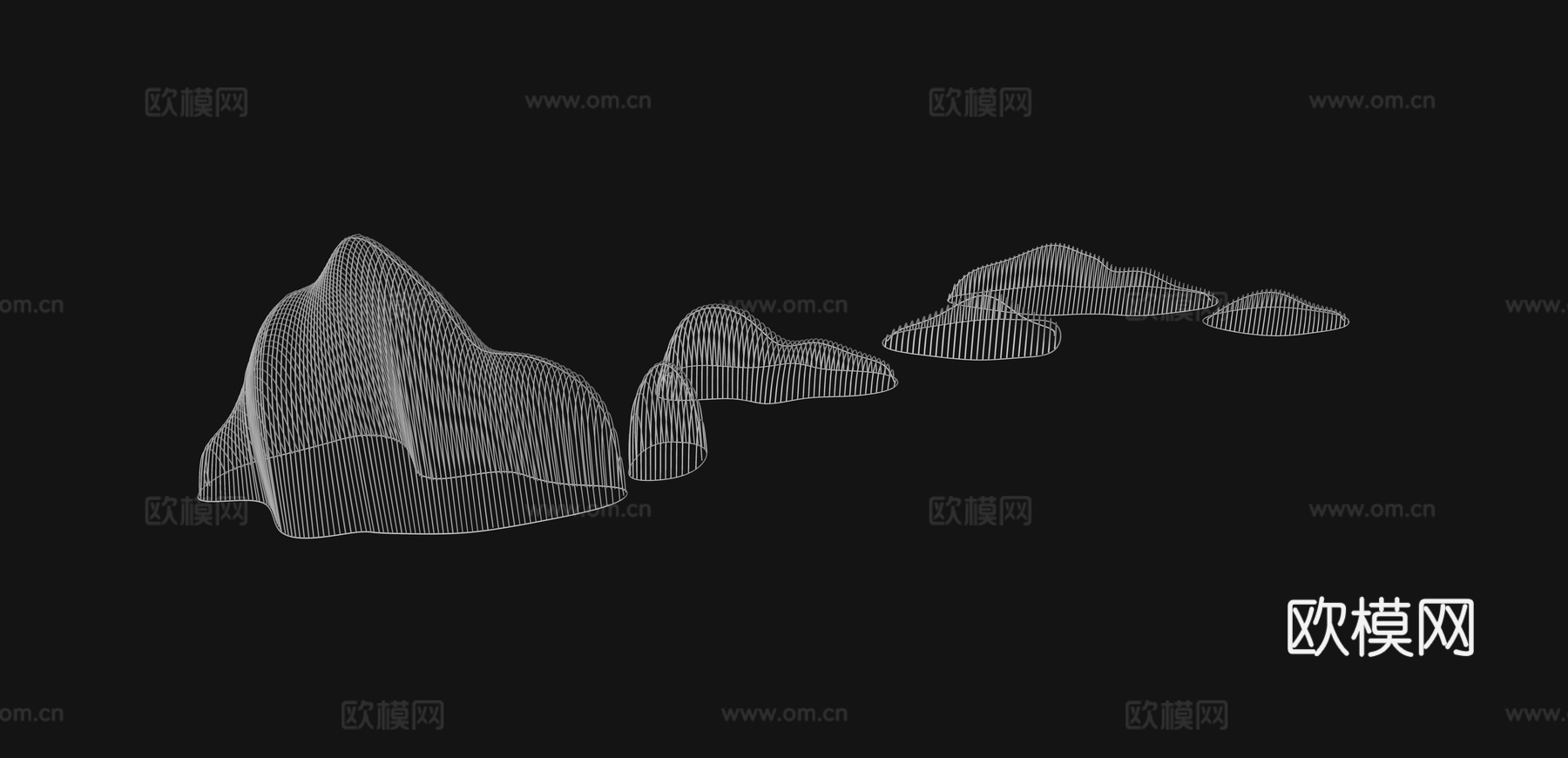 现代抽象线条假山su模型下载
