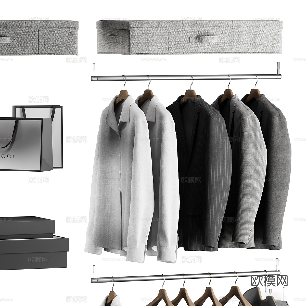 现代意式服饰鞋帽组合3d模型