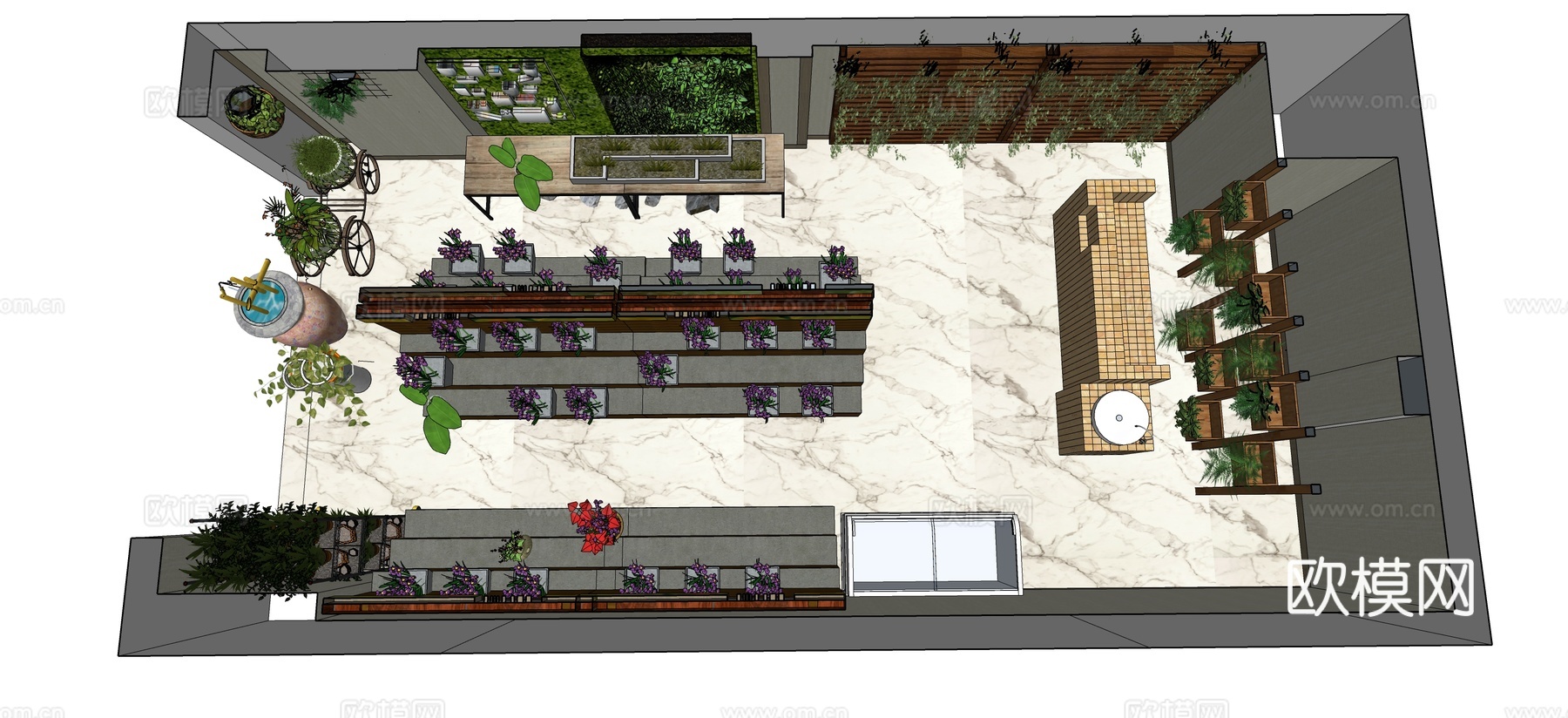 现代鲜花店su模型下载
