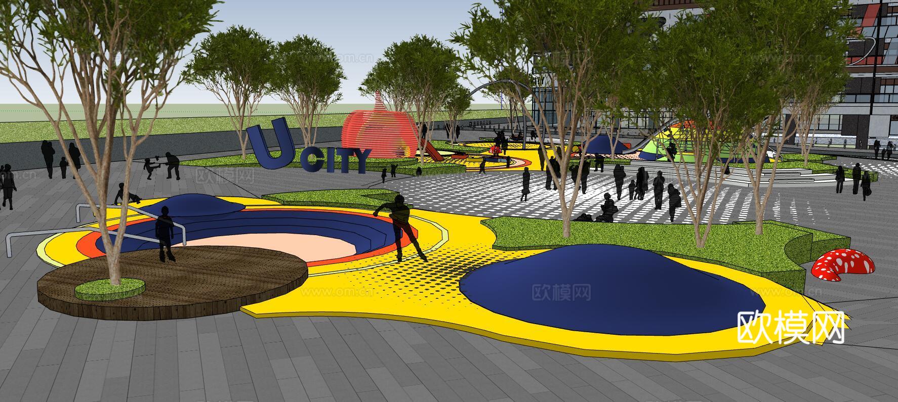 现代儿童游乐场su模型下载下载（渲染图3）