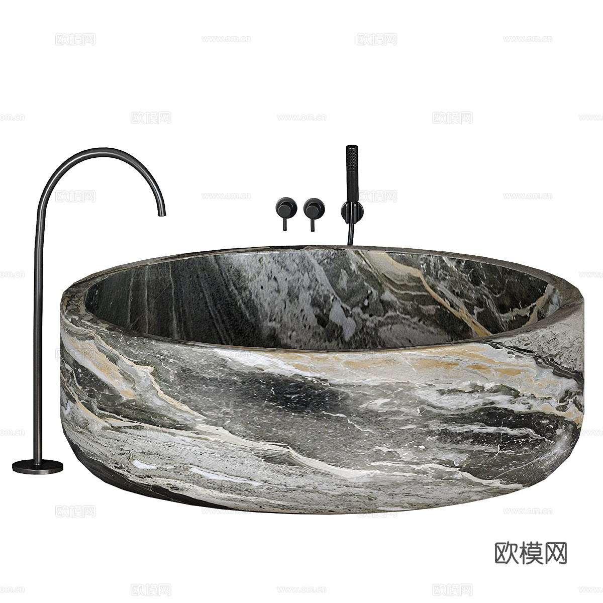 现代意式大理石圆形浴缸3d模型