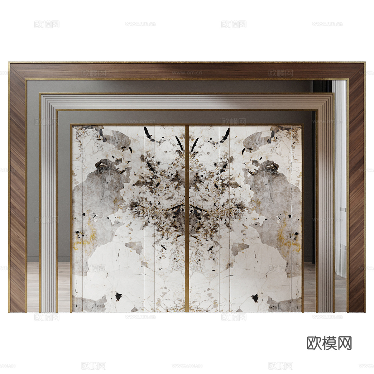 现代轻奢电视背景墙3d模型