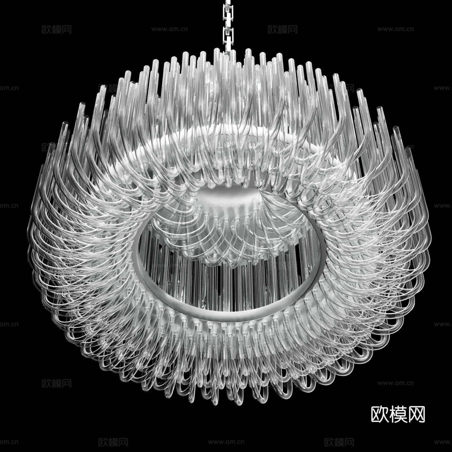 现代意式金属玻璃装饰吊灯3d模型