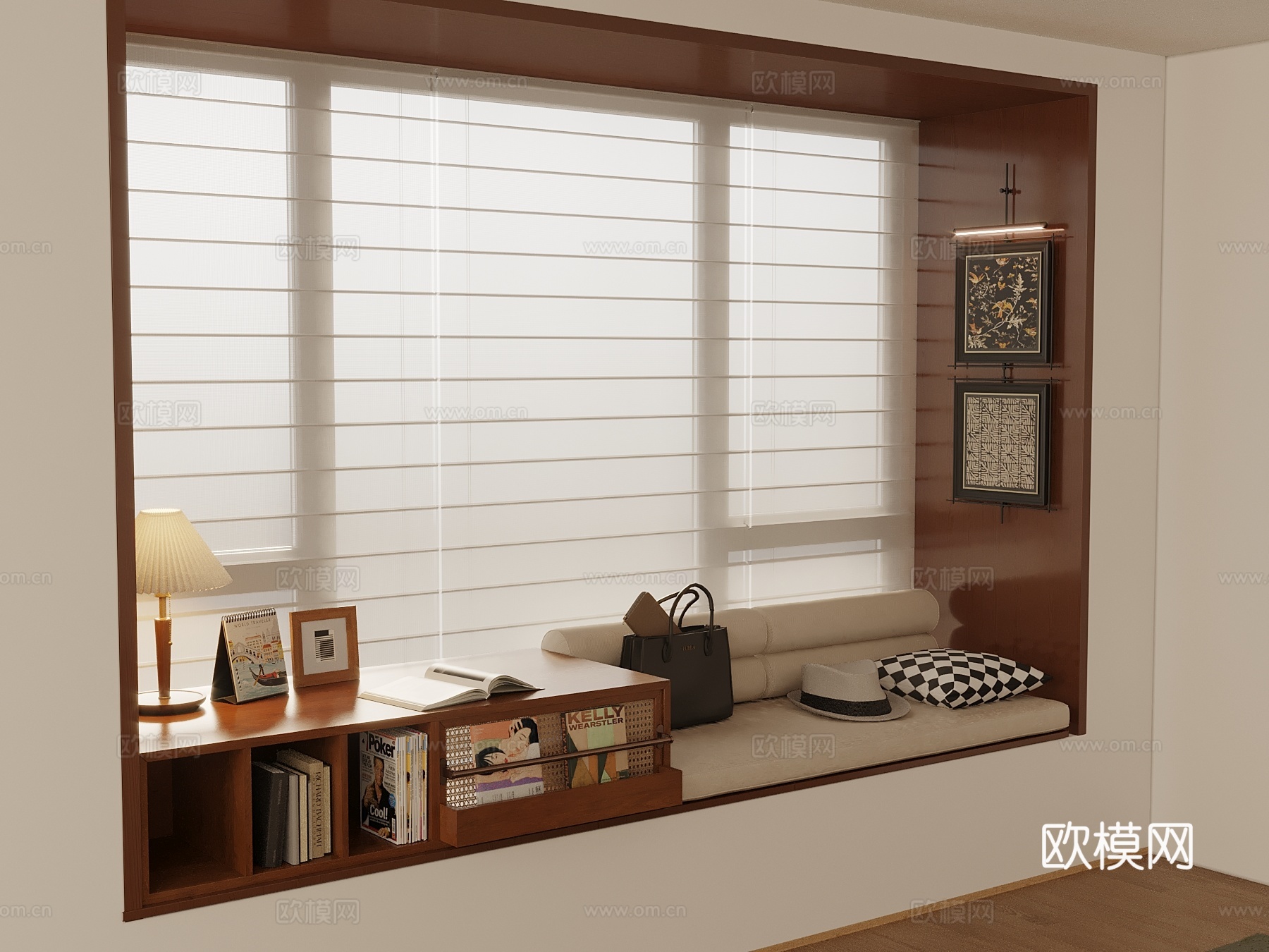 中古风飘窗 香格里拉帘su模型下载（渲染图1）