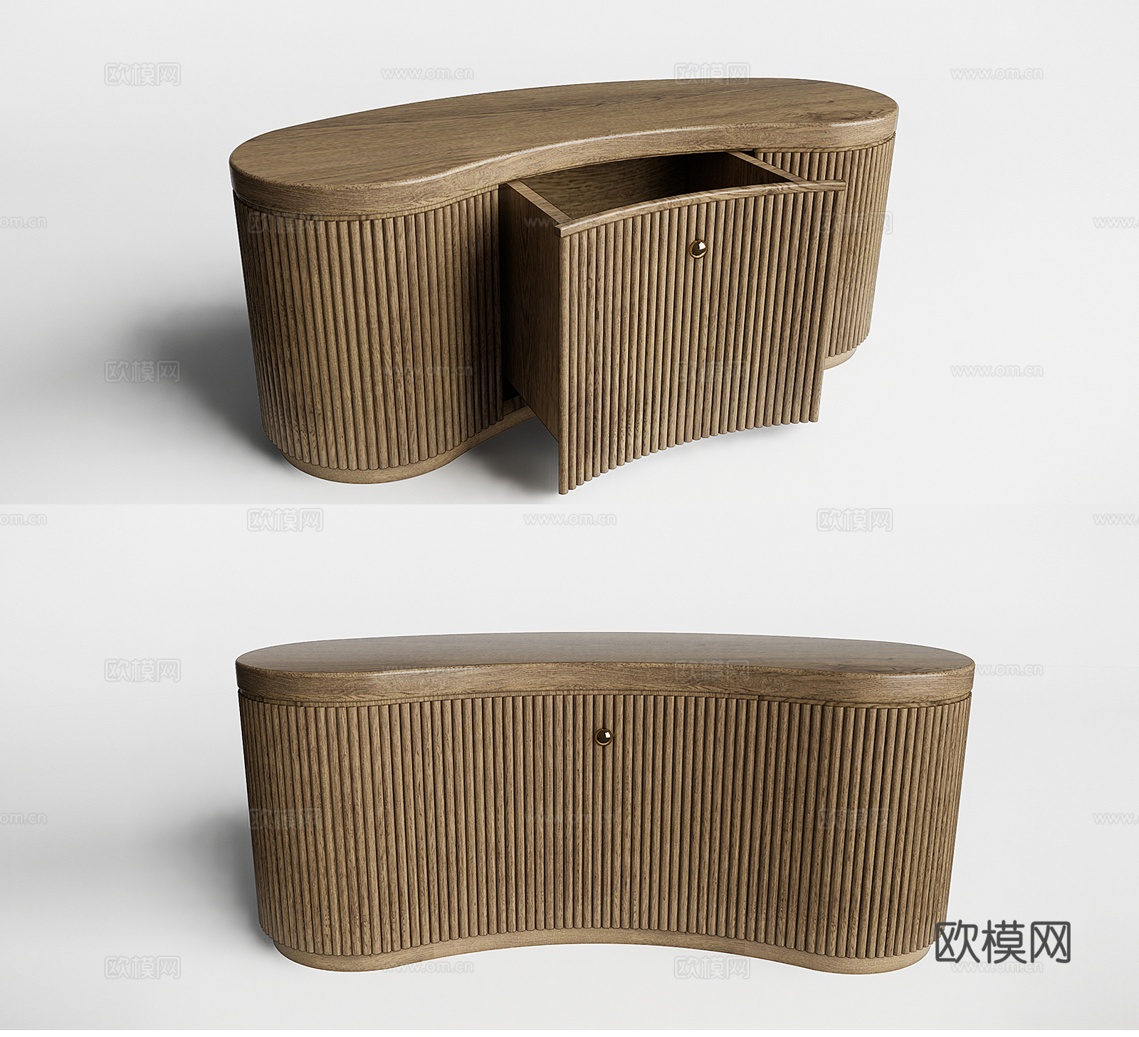现代实木边柜su模型下载