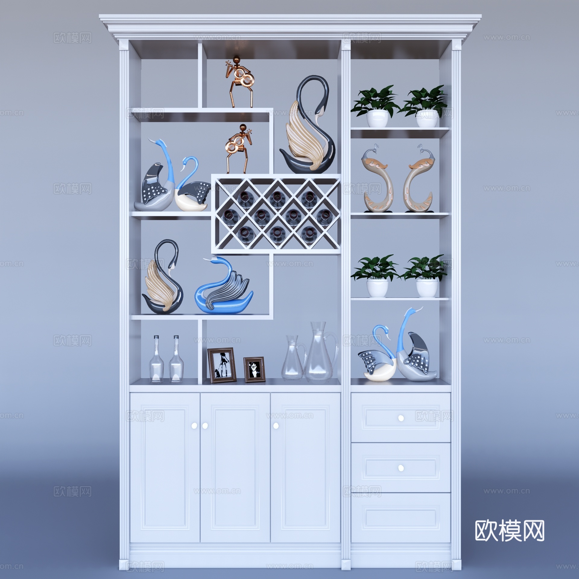 现代装饰柜su模型下载