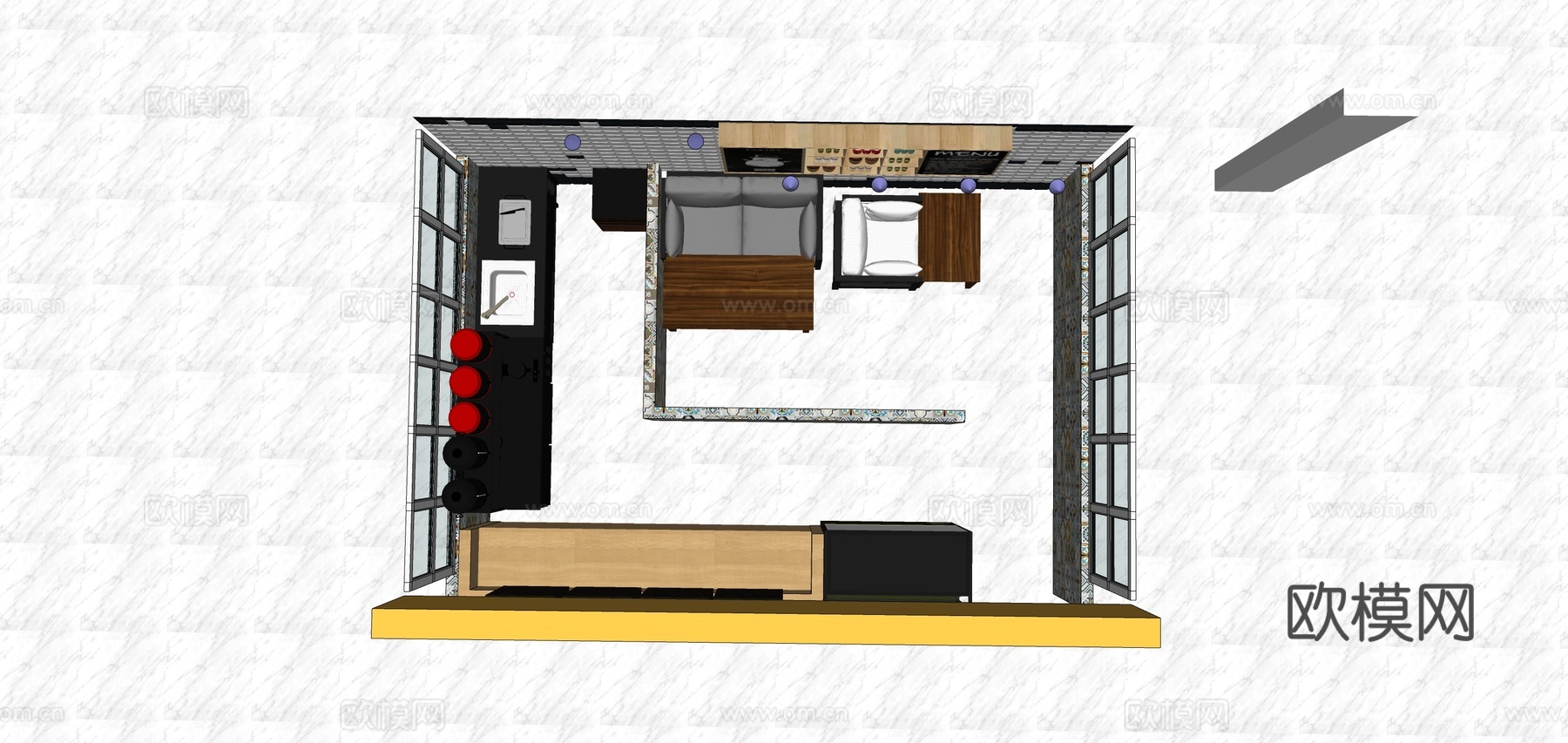 现代奶茶店su模型下载