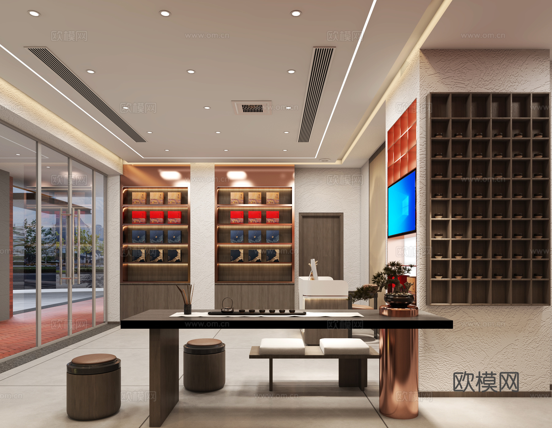 茶叶店 茶店 茶室 茶馆 茶空间 茶叶柜 茶楼 门头设计3d模型