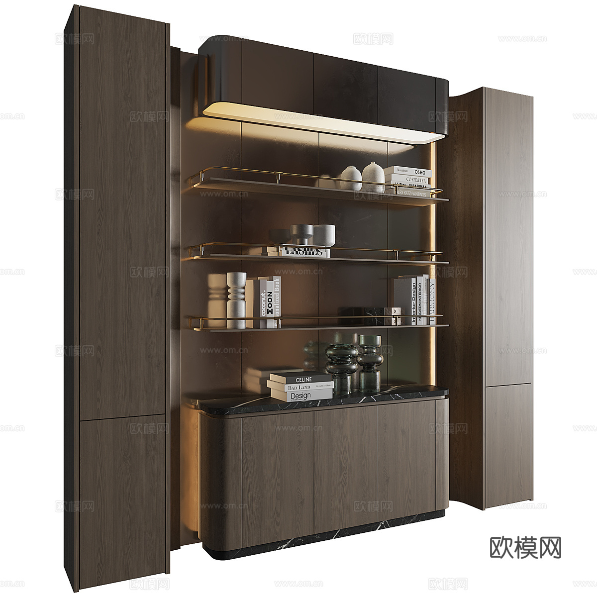 新中式轻奢装饰柜 书柜 装饰架3d模型