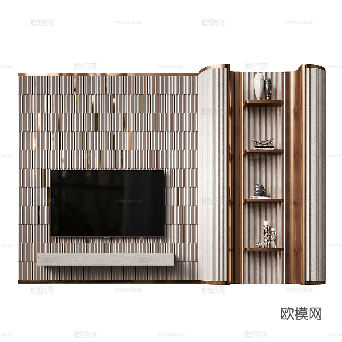 现代轻奢电视背景墙3d模型