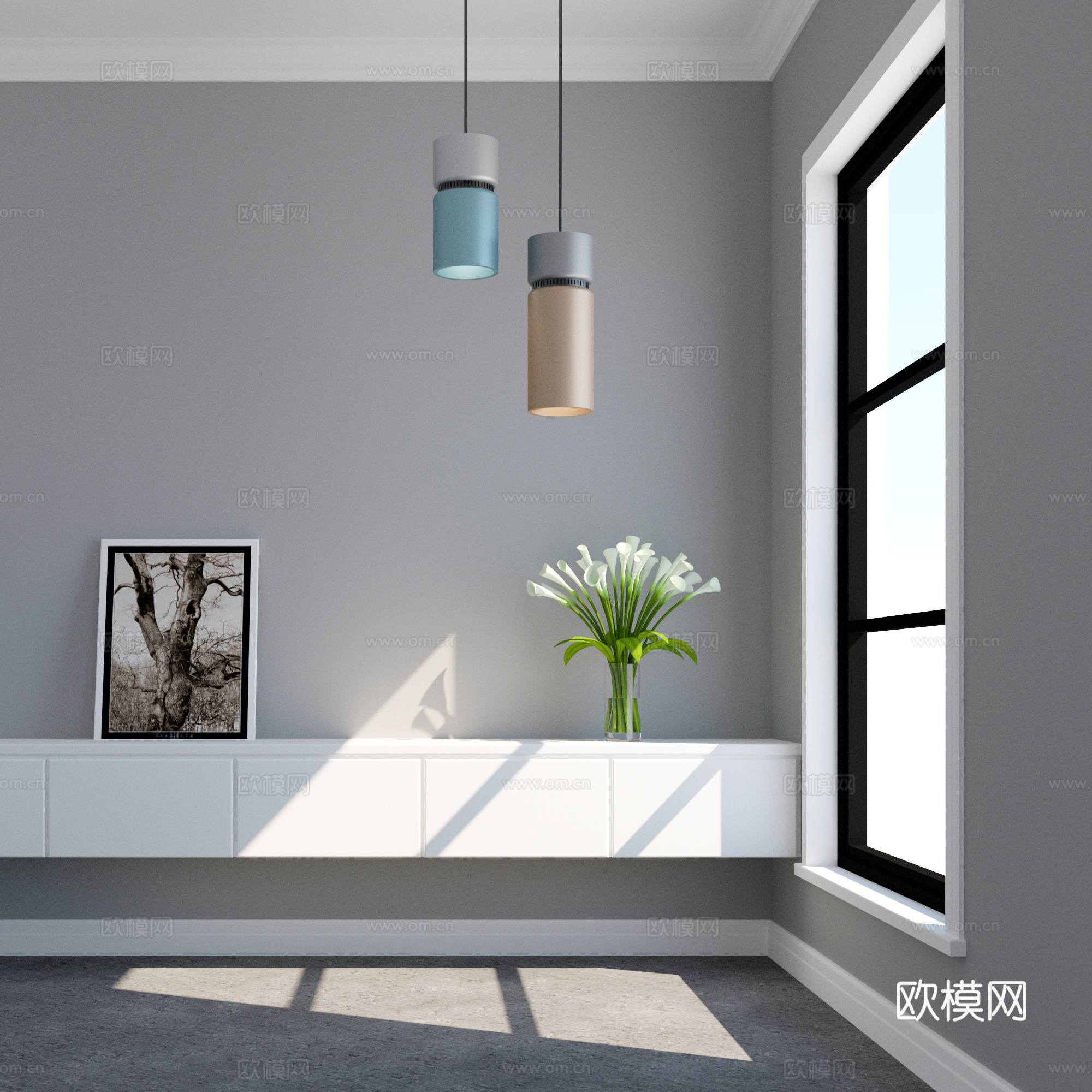 现代金属吊灯su模型下载