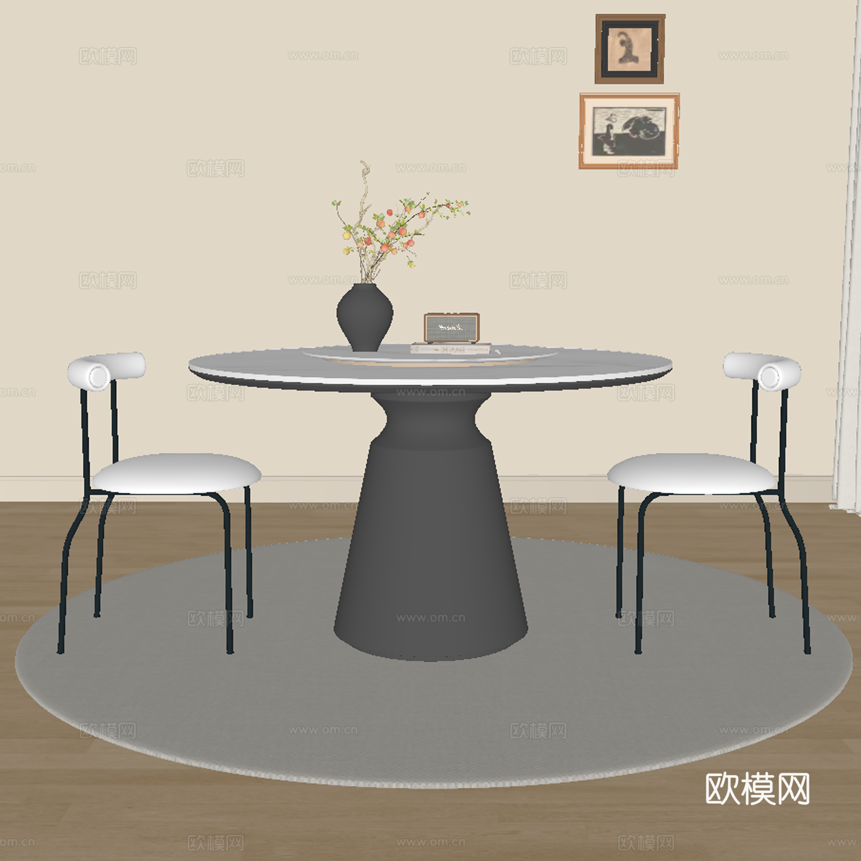 现代餐桌椅组合su模型