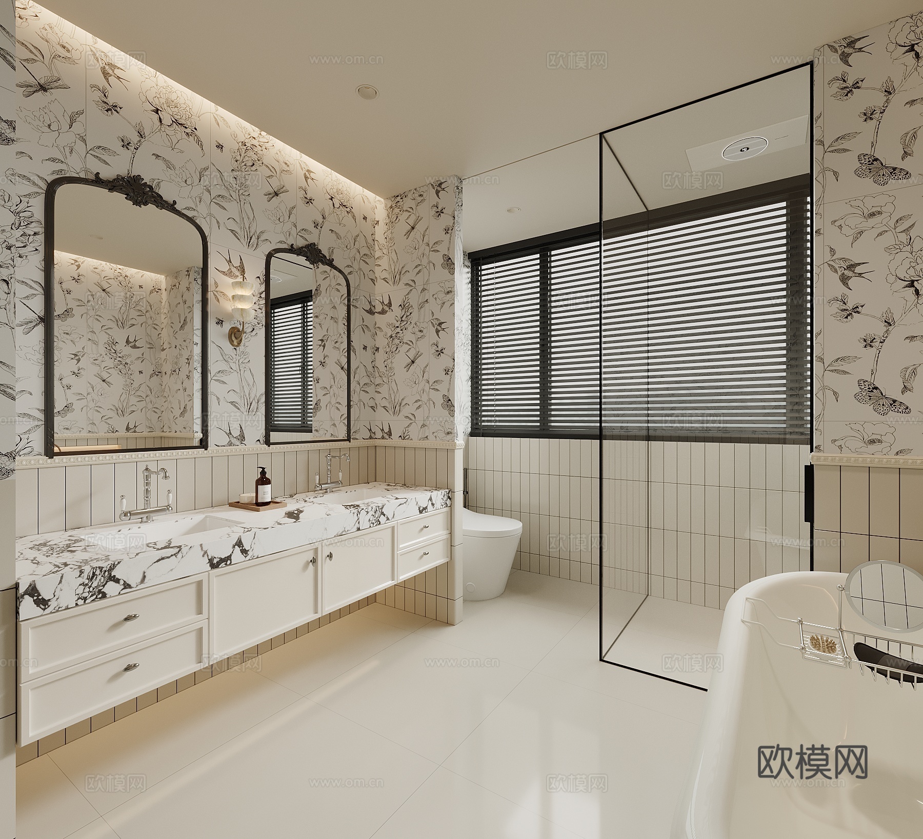 法式卫生间 浴室柜 浴缸马桶3d模型
