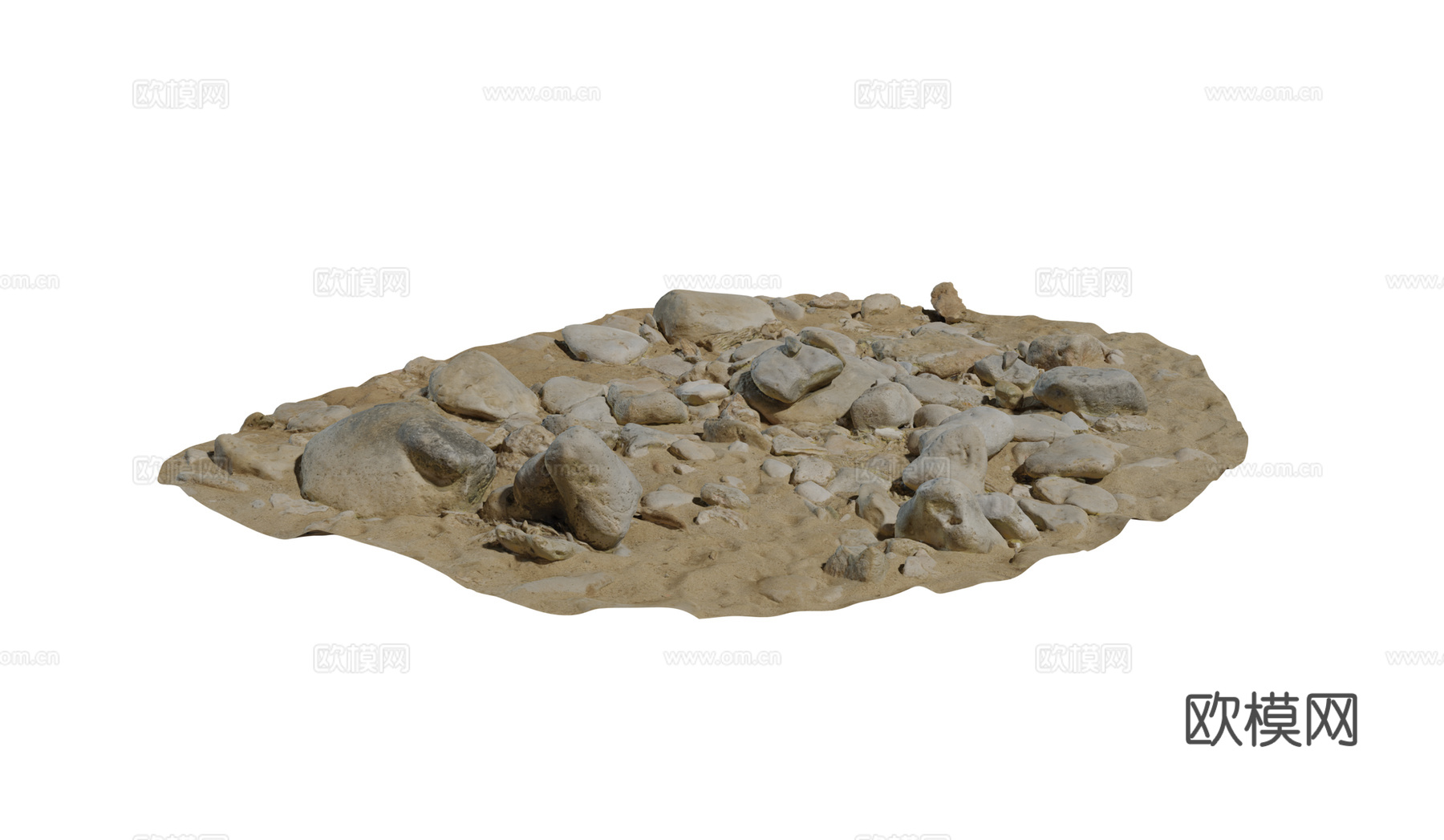 现代鹅卵石 砂石 石子 海边沙滩 砖头 石头组合3d模型