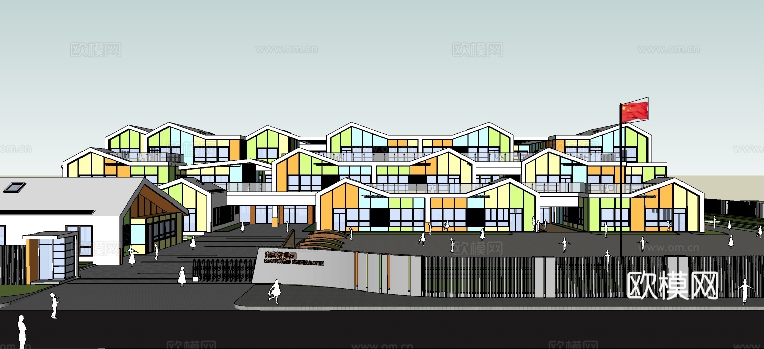 现代幼儿园su模型下载下载（渲染图1）