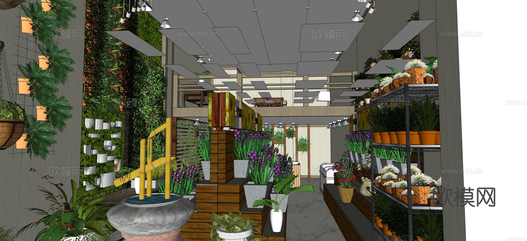 现代鲜花店su模型下载
