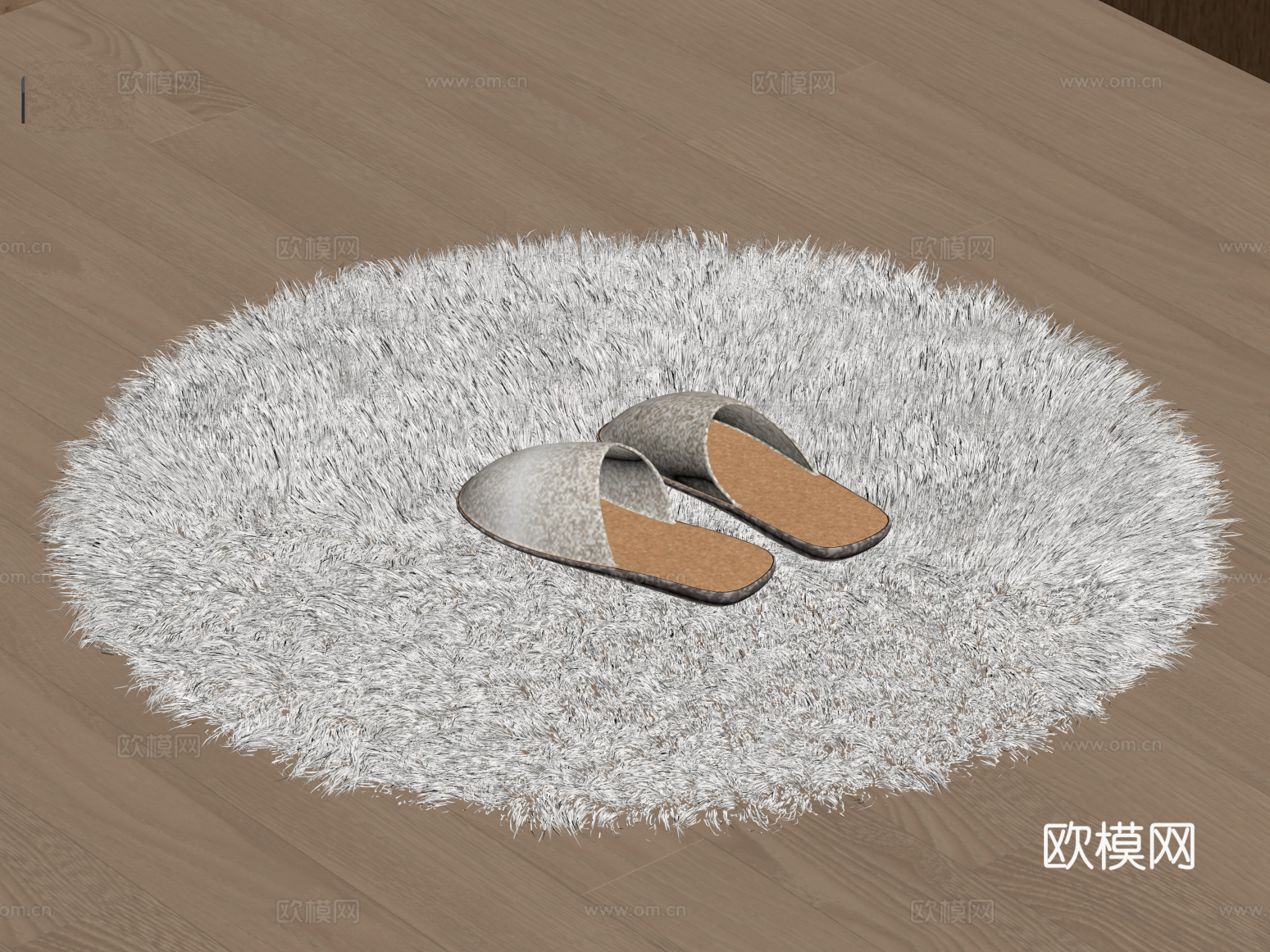 现代毛发地毯su模型