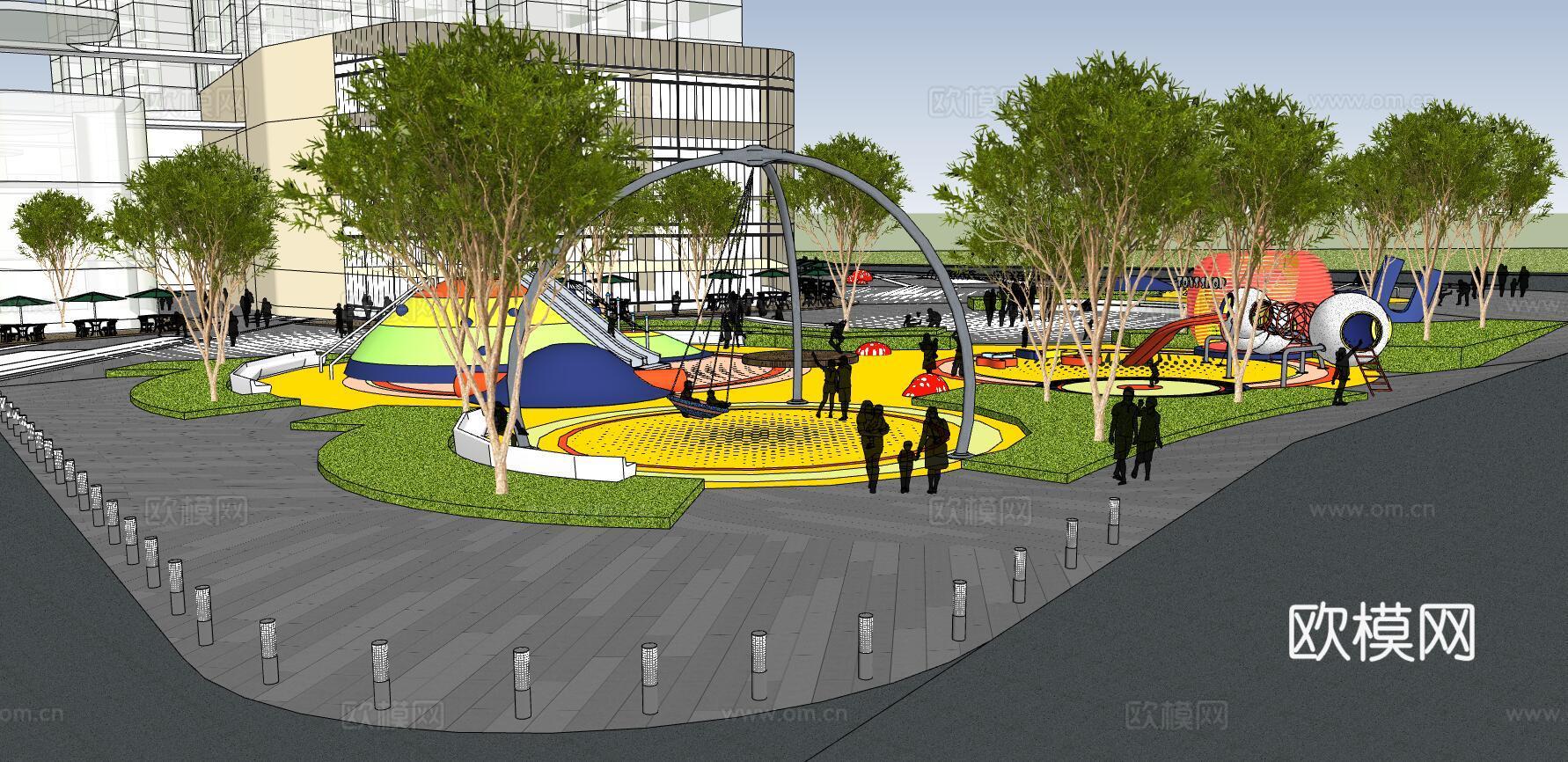 现代儿童游乐场su模型下载下载（渲染图1）