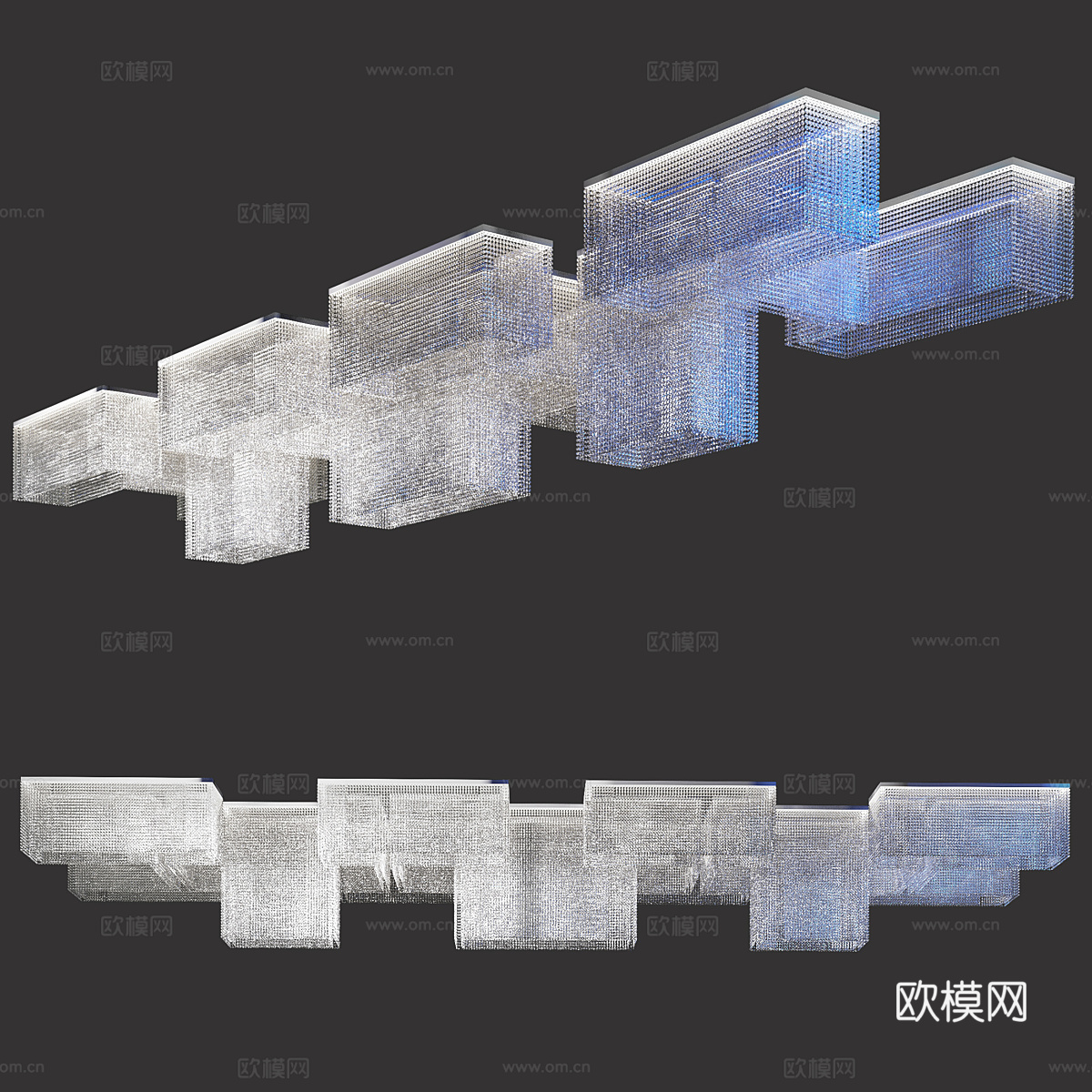 现代意式大型水晶吸顶灯3d模型