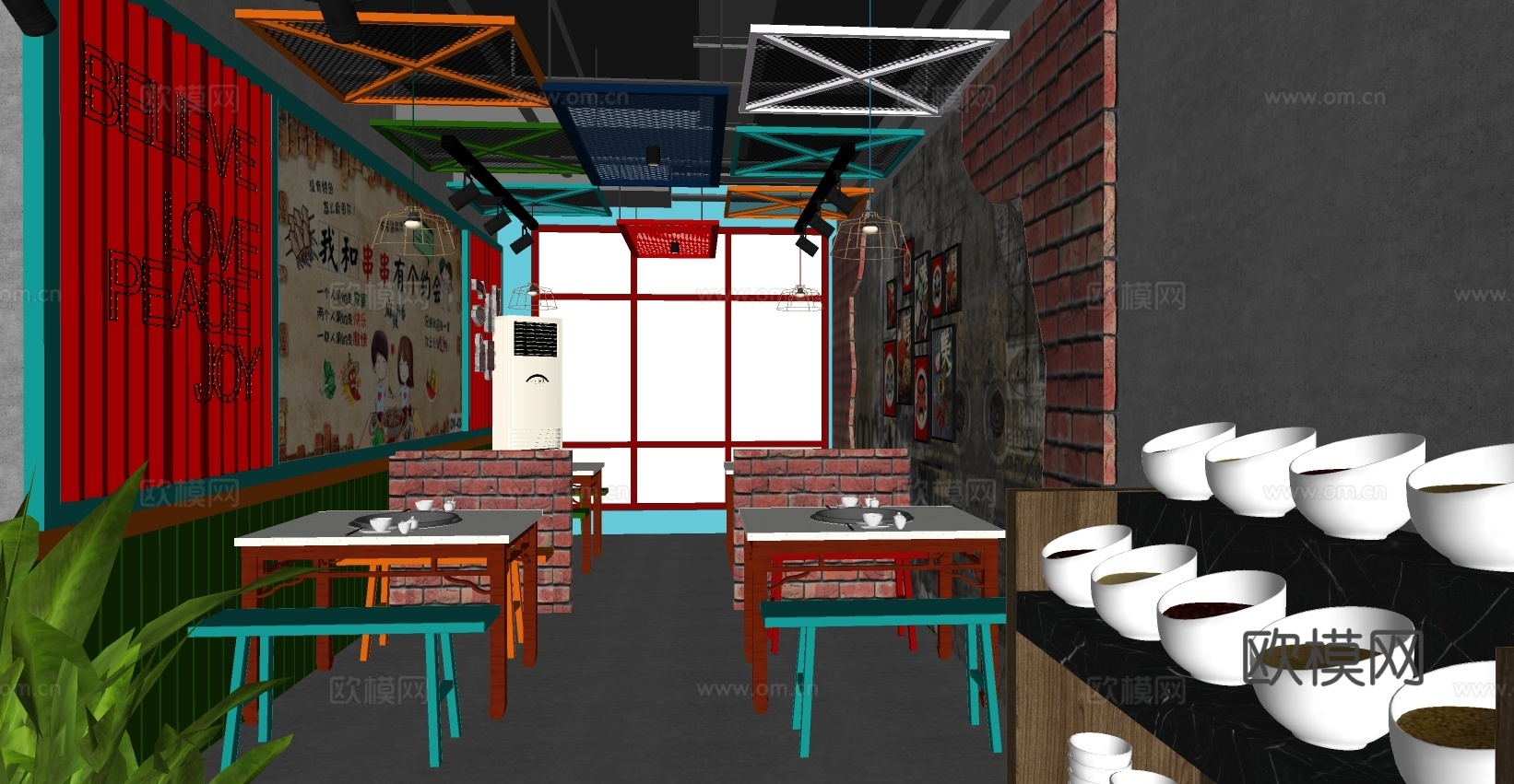 工业风麻辣烫店su模型下载