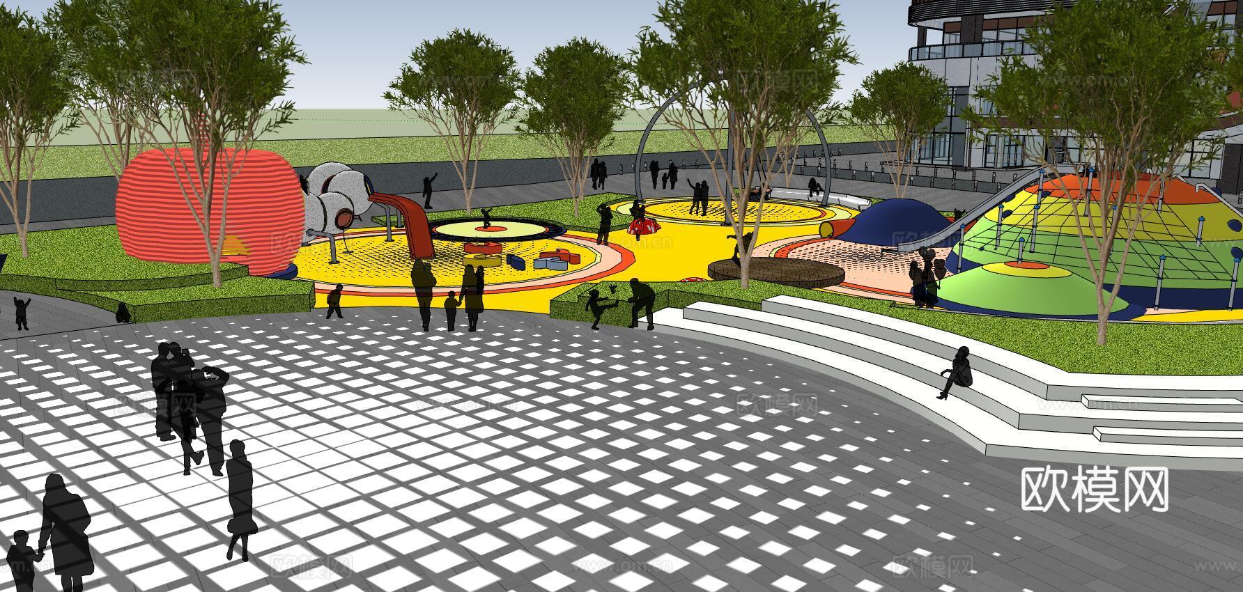 现代儿童游乐场su模型下载下载（渲染图5）