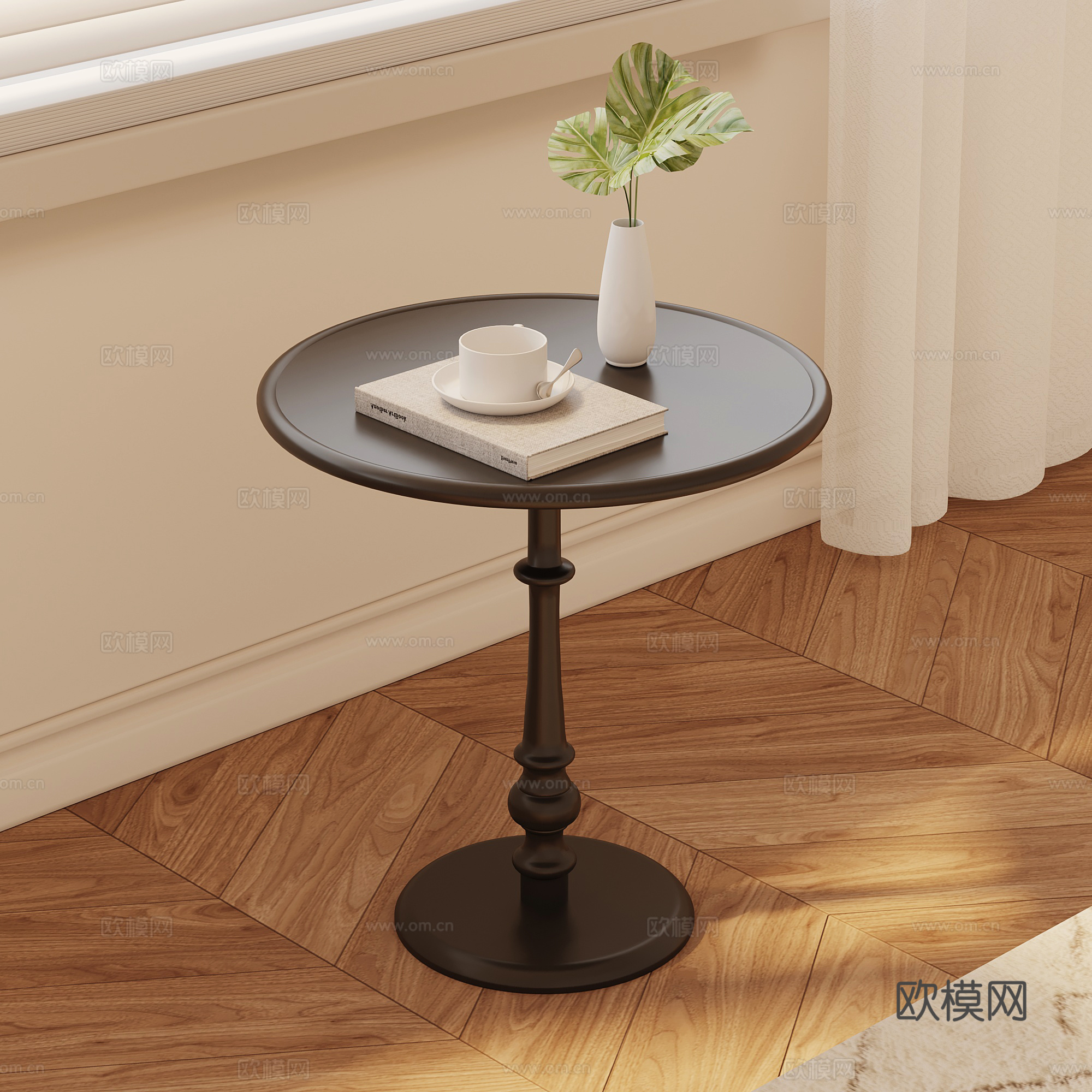 法式复古边几 奶油风 简约边几3d模型