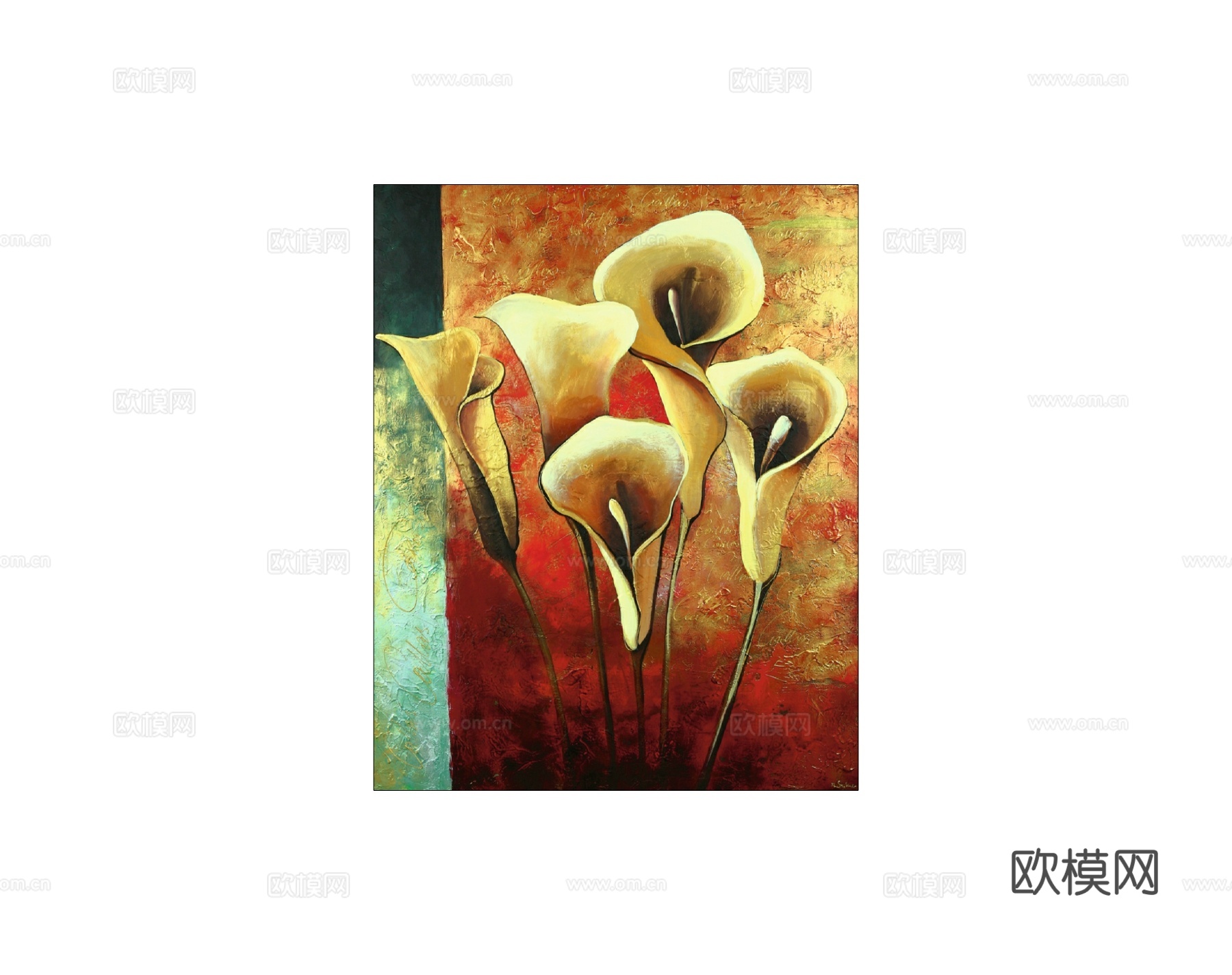 现代鲜花油画装饰画免费su模型下载