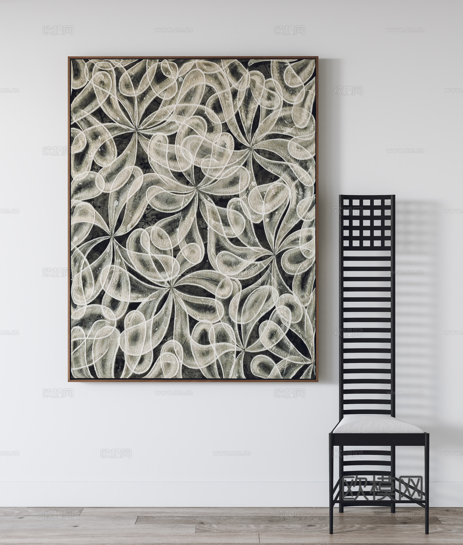 现代挂画 装饰画 单椅3d模型